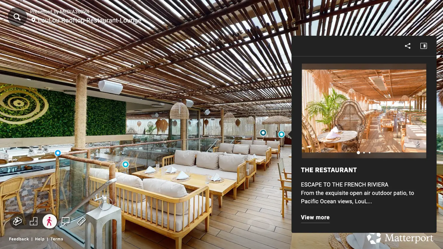 Luxury restaurant and hospitality venue with 3D virtual tour for special projects and custom solutions